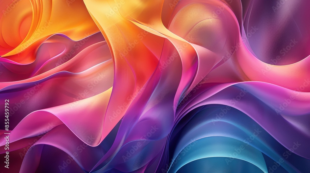 Fototapeta premium A colorful, flowing piece of fabric with a rainbow of colors