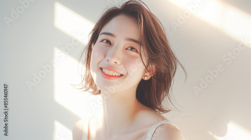 ナチュラルな笑顔のビューティーイメージの30代女性