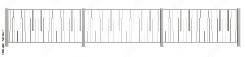 3D render showcases a modern Art Deco balustrade in sleek metal, featuring a captivating minimalist design that exudes understated chic (transparent background). 3D render showcases a modern Art Deco balustrade in sleek metal, featuring a captivating minimalist design that exudes understated chic (transparent background).