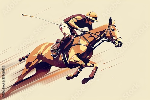 Illustration of Polo Player in Action