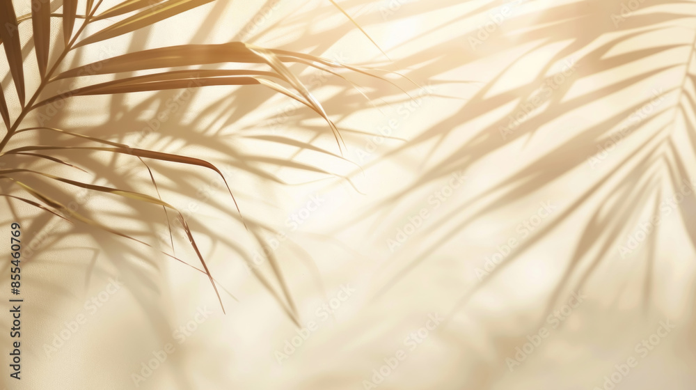 Blurred shadow from palm leaves on light cream wall Blurred shadow from palm leaves on light cream wall