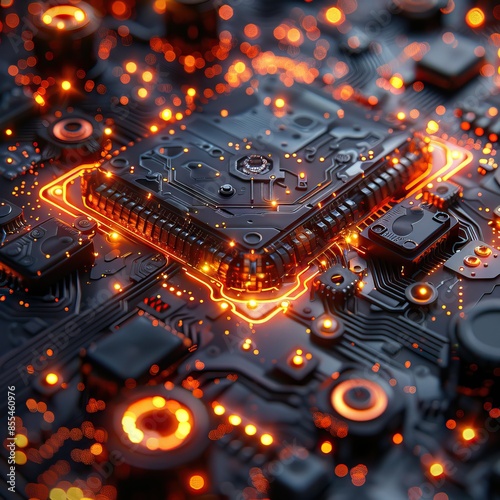 computer hardware in close proximity lights up with electricity