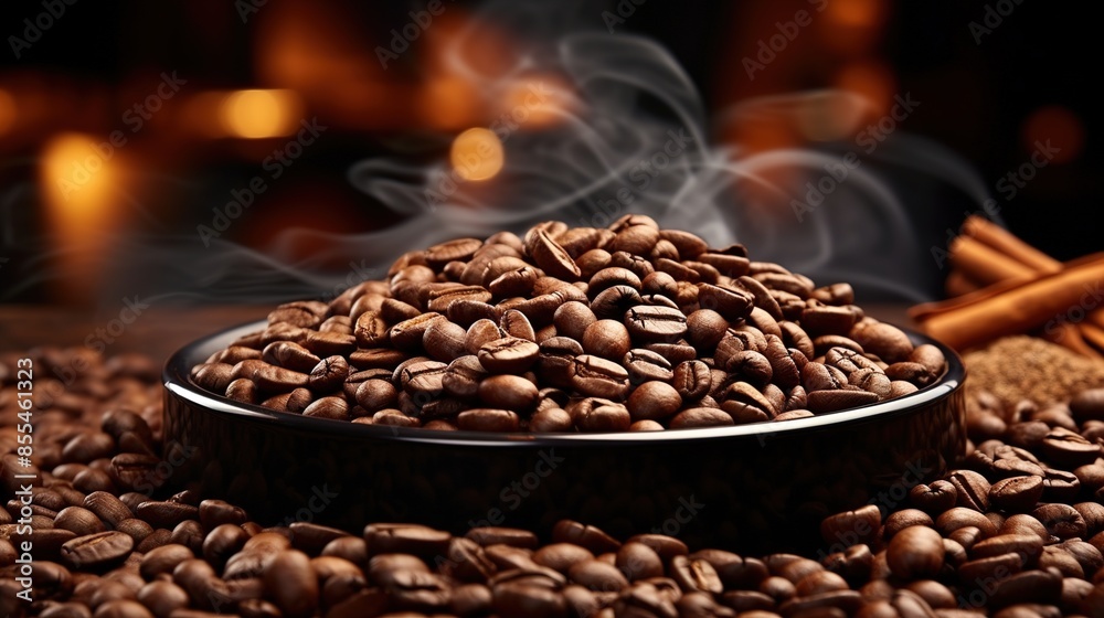 Fototapeta premium coffee beans and cinnamon