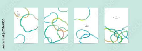 水彩画。手描きで描いたラフな線画。幾何学の水彩ベクター。モダンイメージの抽象画。夏イメージ背景。Watercolor painting. Rough line drawing drawn by hand. Watercolor vector of geometry. Modern image abstract painting. Summer image background.