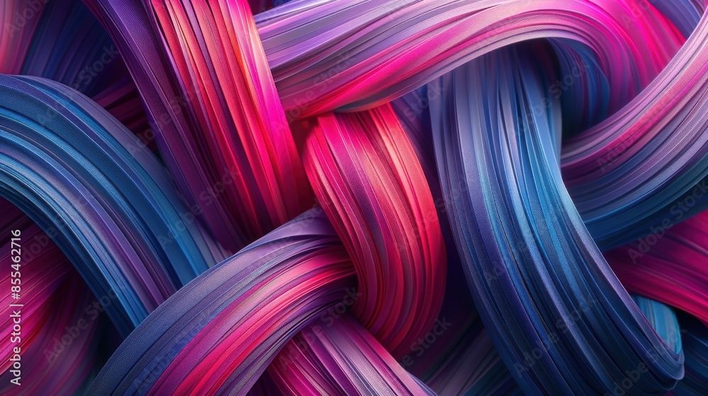 A colorful, abstract painting with a blue and pink swirl