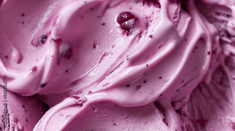 Artisanal blackberry ice cream swirl, a closeup of artisanal blackberry ice cream, its rich color swirled with cream against a white background Artisanal blackberry ice cream swirl, a closeup of artisanal blackberry ice cream, its rich color swirled with cream against a white background