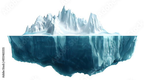 A majestic iceberg floats in the ocean, with its massive underwater portion visible, showcasing the impressive and hidden beauty of nature.