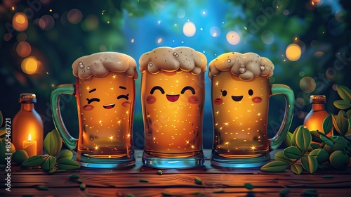 fizzy beer drink in cartoon form with emoji
