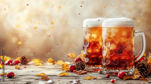 octoberfest fizzy beer drinks bokeh background