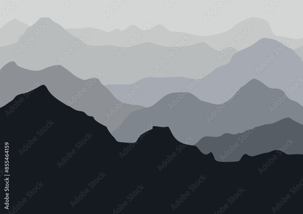 Landscape mountains in nature. Illustration in flat style. Landscape mountains in nature. Illustration in flat style.