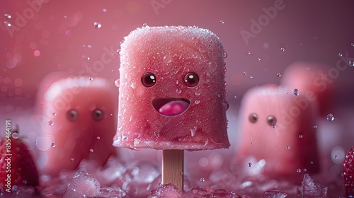 ice cream sticks with emotions pink color