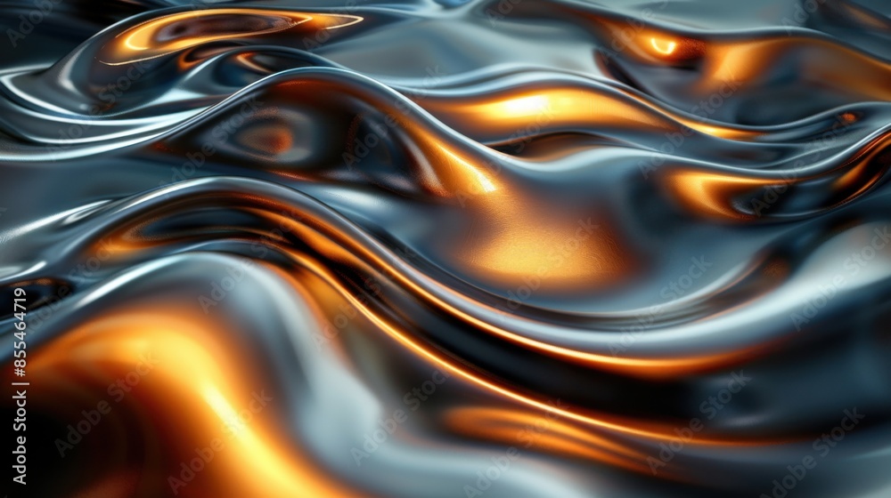 A shiny, metallic surface with a wave pattern A shiny, metallic surface with a wave pattern