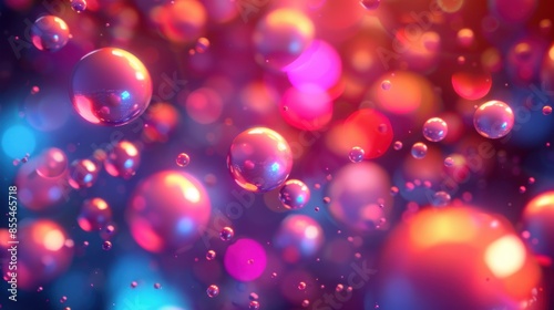 A colorful image of many small, shiny, and reflective spheres