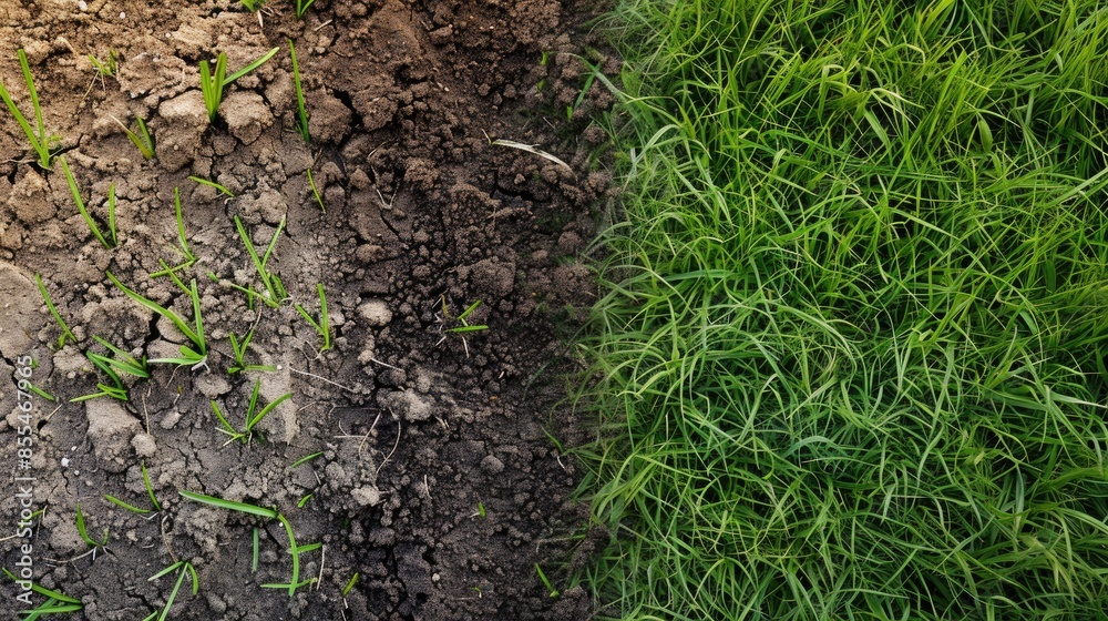 Fresh grass and desiccated grass