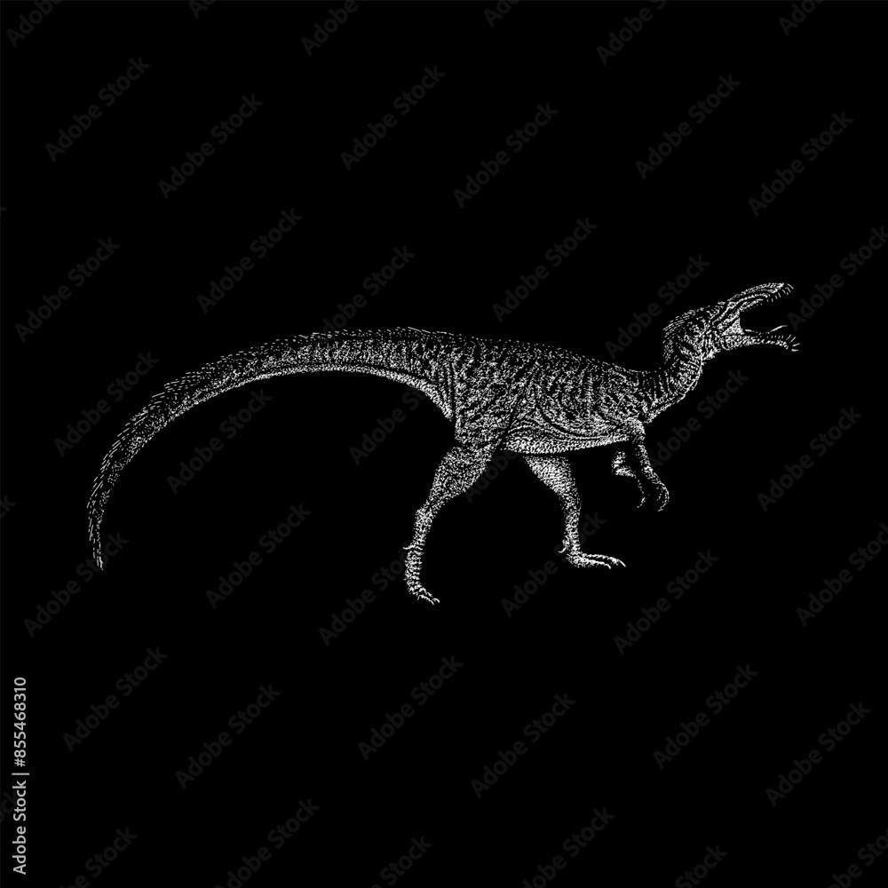 Masiakasaurus hand drawing vector isolated on black background. Masiakasaurus hand drawing vector isolated on black background.