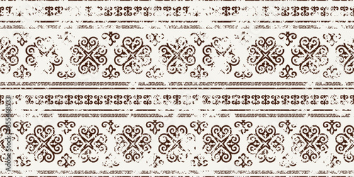 Ethnic grunge background, Mongolian national ornament, seamless pattern, vector design	