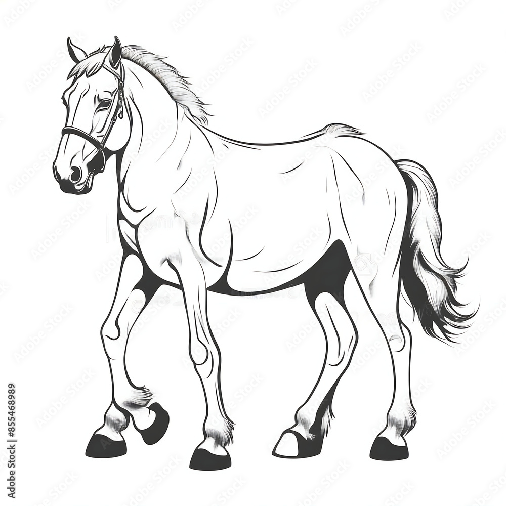 Fototapeta premium horse profile side portrait sketch on white background