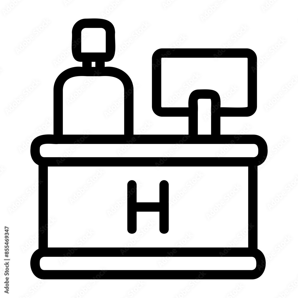 Illustration of hotel receptionist icon with style outline Illustration of hotel receptionist icon with style outline