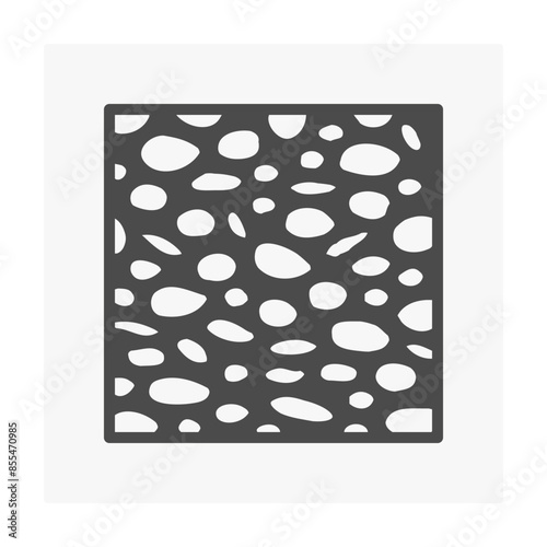 Rock stone texture pattern vector icon. Construction material consist of little natural river rock, epoxy, cement concrete for decorative surface of wall, floor in garden, building, indoor, outdoor.