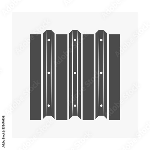 Metal sheet vector icon. Panel of iron steel with corrugated striped texture pattern. Modern construction material for cover wall, roof of industrial building i.e. warehouse, factory, garage.