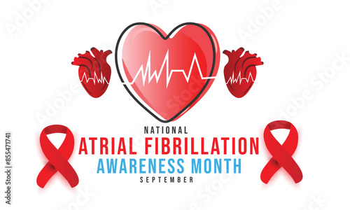 National Atrial Fibrillation awareness month. background, banner, card, poster, template. Vector illustration.