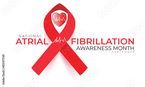 National Atrial Fibrillation awareness month. background, banner, card, poster, template. Vector illustration.