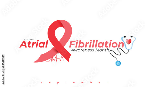 National Atrial Fibrillation awareness month. background, banner, card, poster, template. Vector illustration.