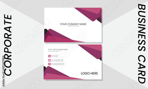 Trendy minimal abstract business card template in pink color. modern double sided, concept , clean and modern style.