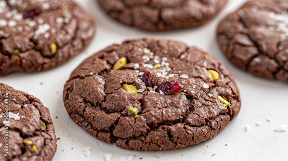 Delicious homemade chocolate cookies with pistachios and cranberries Delicious homemade chocolate cookies with pistachios and cranberries
