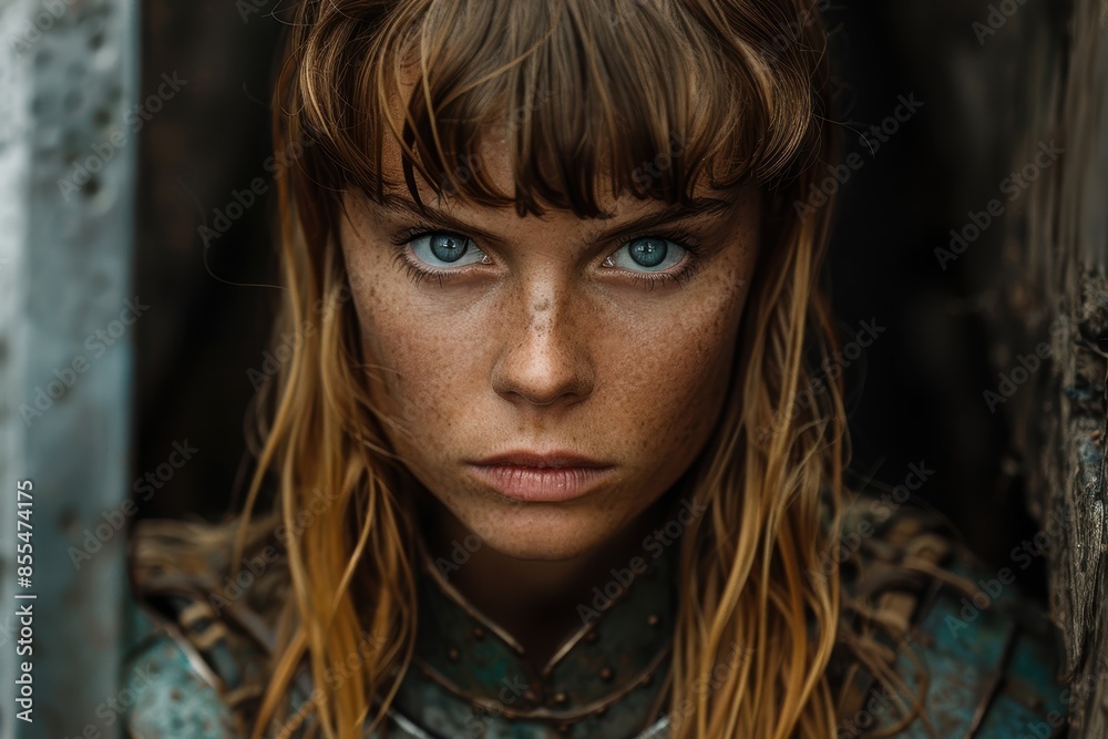 Pensive young woman with intense gaze Pensive young woman with intense gaze