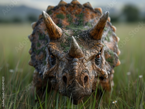 Closeup of a prehistoric-looking dinosaur-like creature