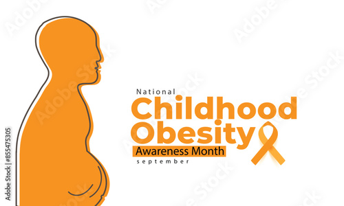 National childhood obesity awareness Month. background, banner, card, poster, template. Vector illustration.