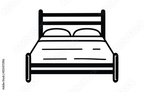 bed in motel apartment line icon vector