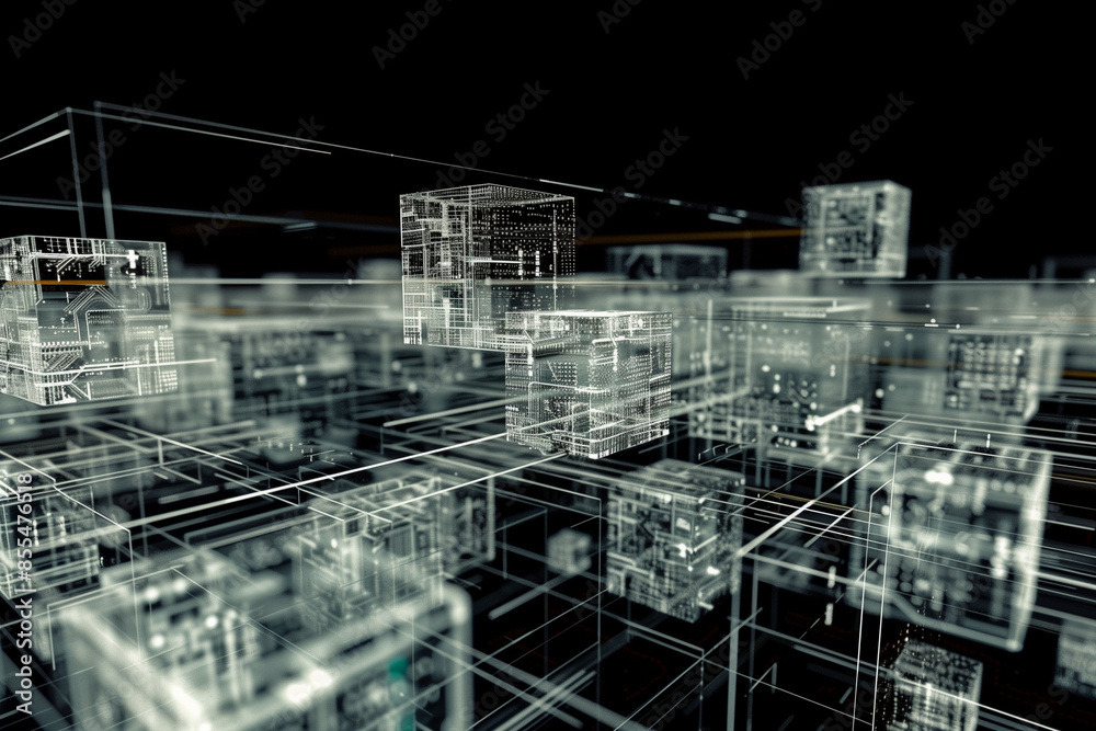 Fototapeta premium Abstract translucent electronics circuit board with glowing light white tone for background in concept technology, A.I., AI, digital, quantum computing