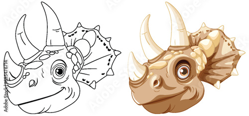 Color and outline of a triceratops head