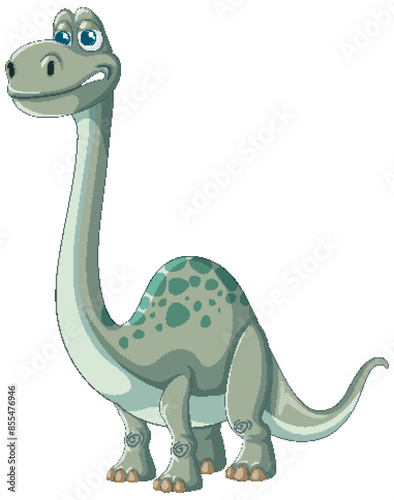 Smiling dinosaur with green spots and long neck