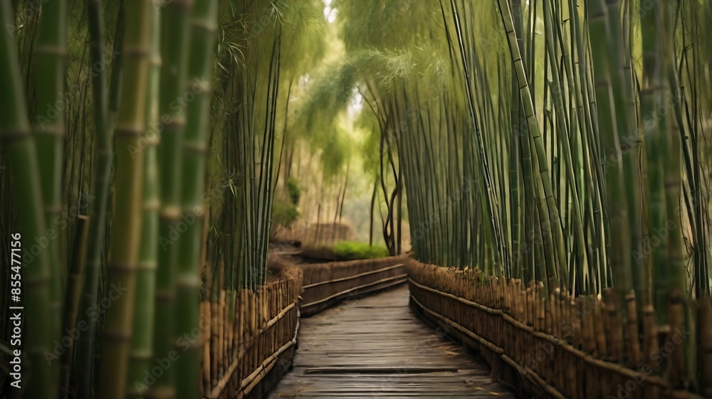 Fototapeta premium Green bamboo fence background