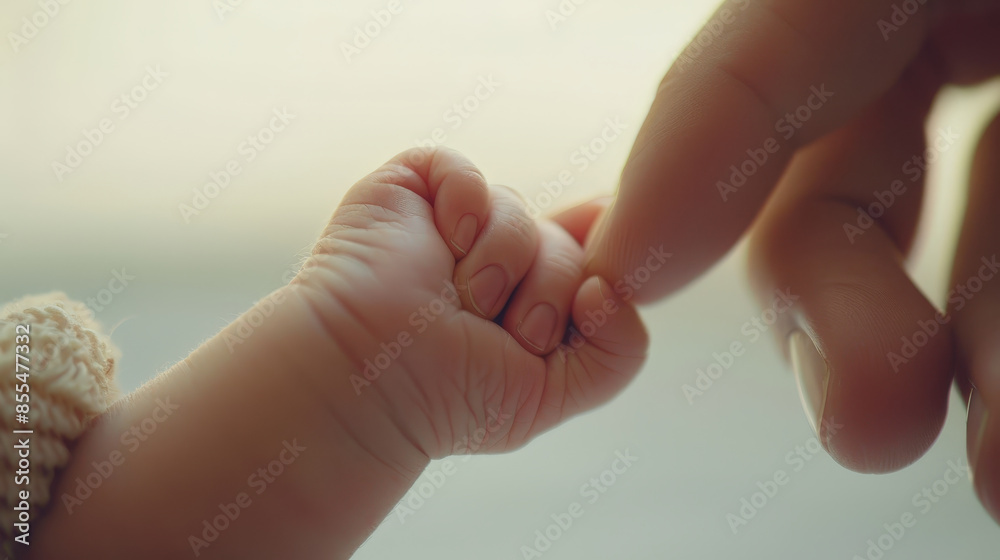 Innocence Grasped: Macro Shot of Newborn Baby Holding Adult Finger in Warm Light, Reflecting Purity and Tenderness Innocence Grasped: Macro Shot of Newborn Baby Holding Adult Finger in Warm Light, Reflecting Purity and Tenderness
