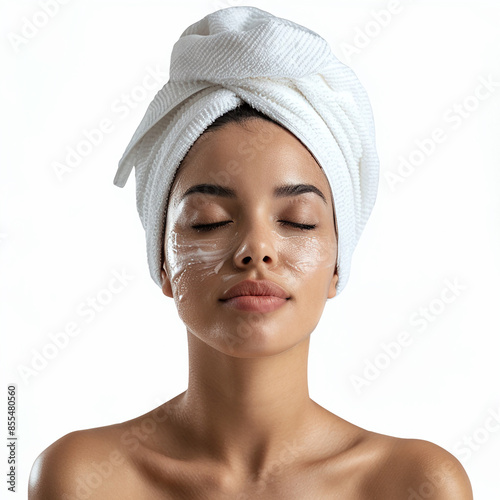 35-39 year old Beauty Venezuelan women spa skin healthy on 100% isolate white background. photo