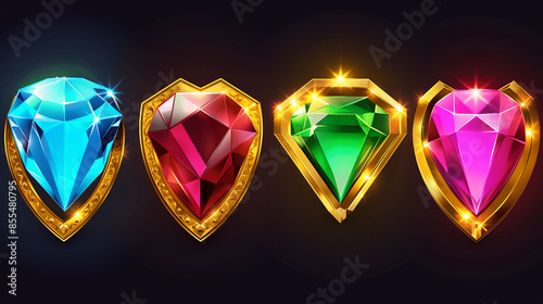 Asset of Diamonds for moible game for slot game element, Illustration  photo