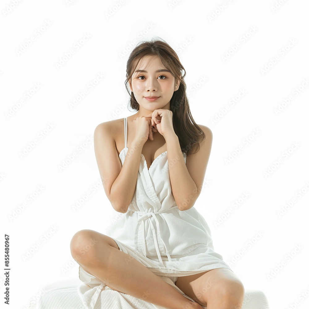 Beauty Asian women spa skin healthy on 100% isolate white background. Beauty Asian women spa skin healthy on 100% isolate white background.