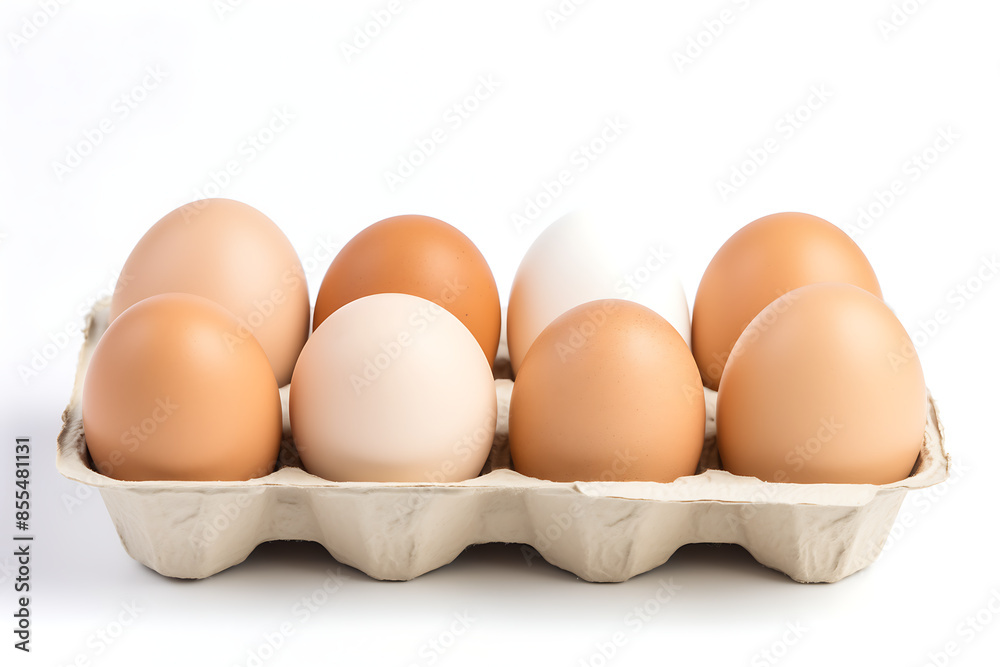Eggs in a carton isolated on a white background. Eggs in a carton isolated on a white background.