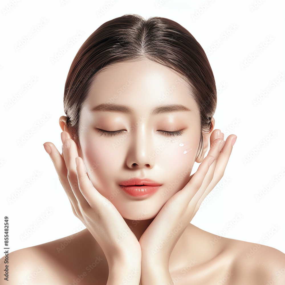 Beauty Korean Asian women spa skin healthy on 100% isolate white background. Beauty Korean Asian women spa skin healthy on 100% isolate white background.