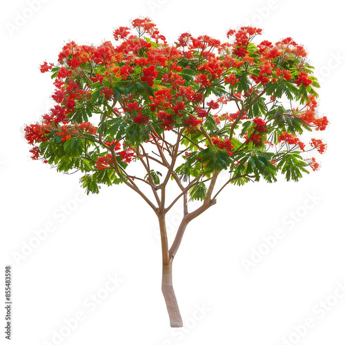 Delonix Regia Tree Isolated on Transparent photo