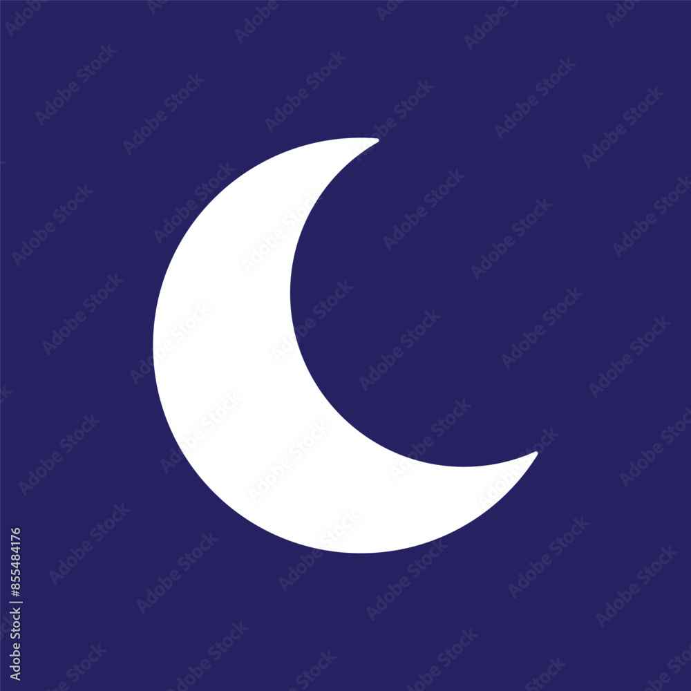 moon icon color style design.Flat crescent moon icon moon icon color style design.Flat crescent moon icon