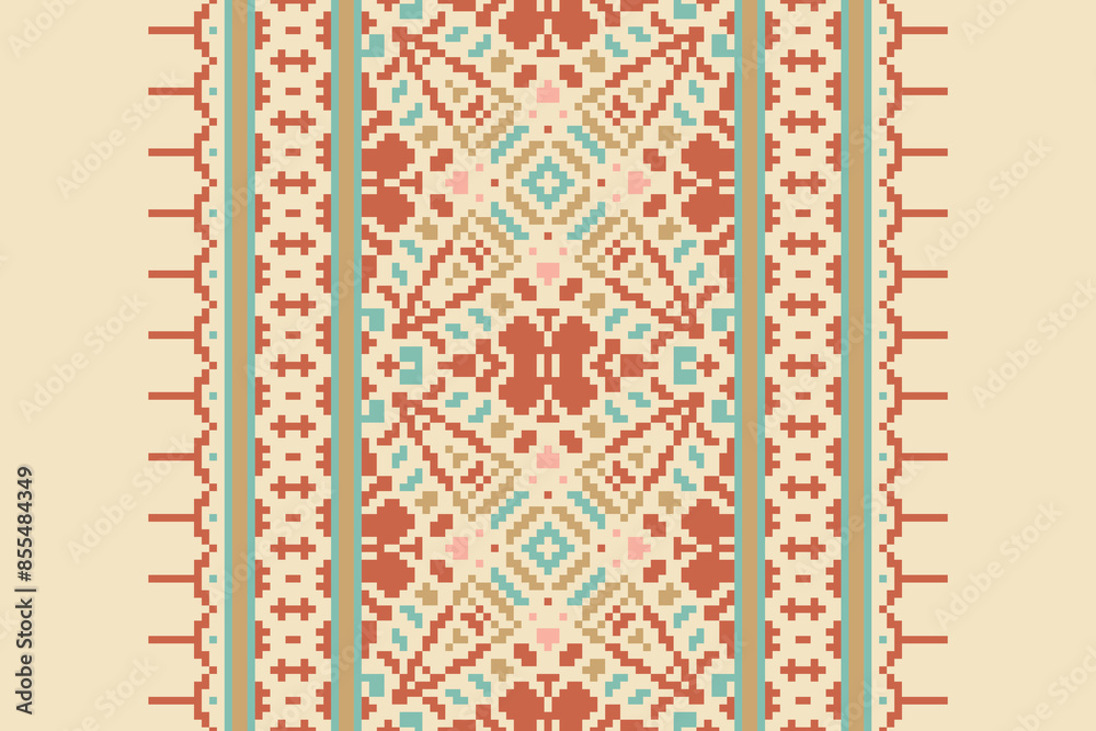 African Mexican pattern vector seamless. Abstract African art style seamless pattern. Hand drawn · Mexican flower traditional pattern background. Ethnic embroidery decoration ornament.