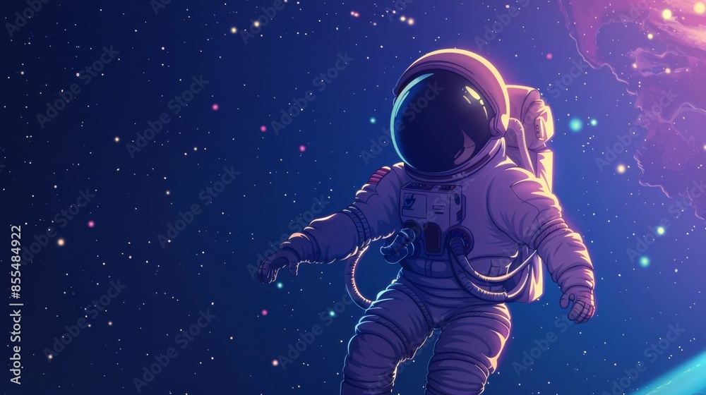 Starry sky and astronaut in outer space. Starry sky and astronaut in outer space.