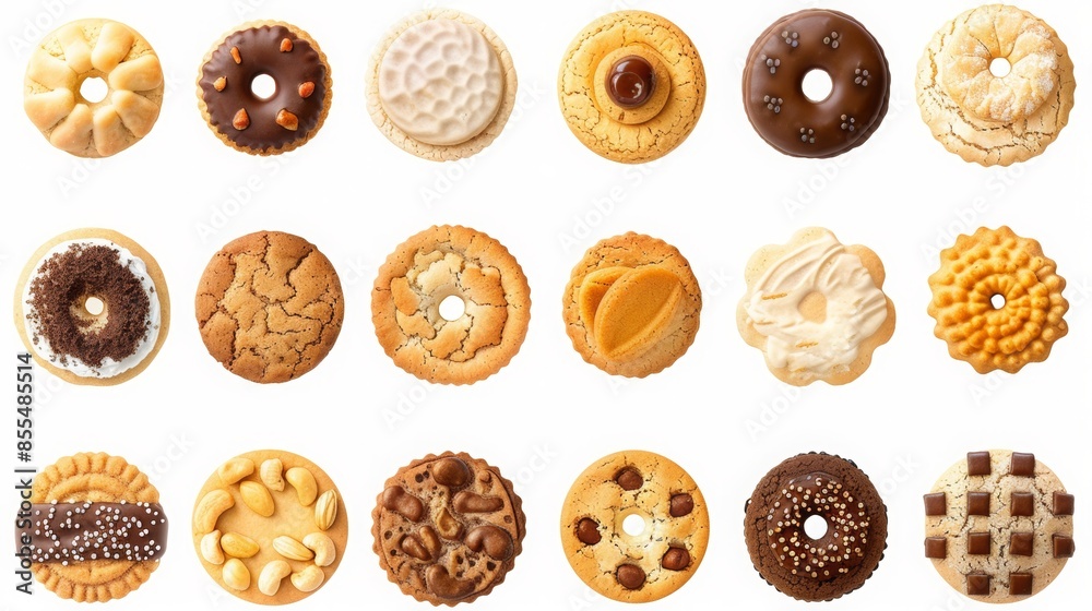 A range of round cookies with classic and nutty flavours. A range of round cookies with classic and nutty flavours.