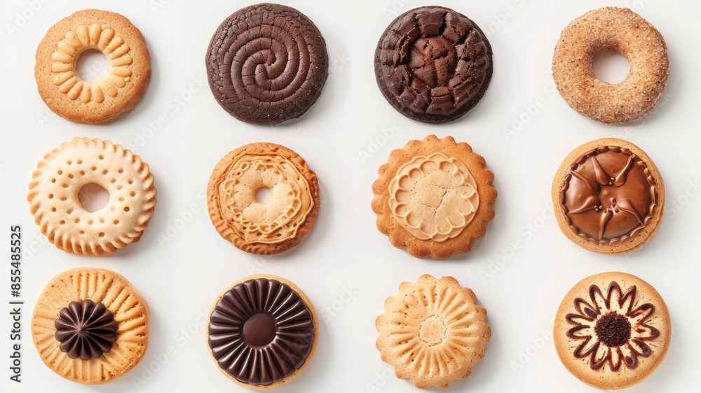 A range of round cookies with classic and nutty flavours. A range of round cookies with classic and nutty flavours.