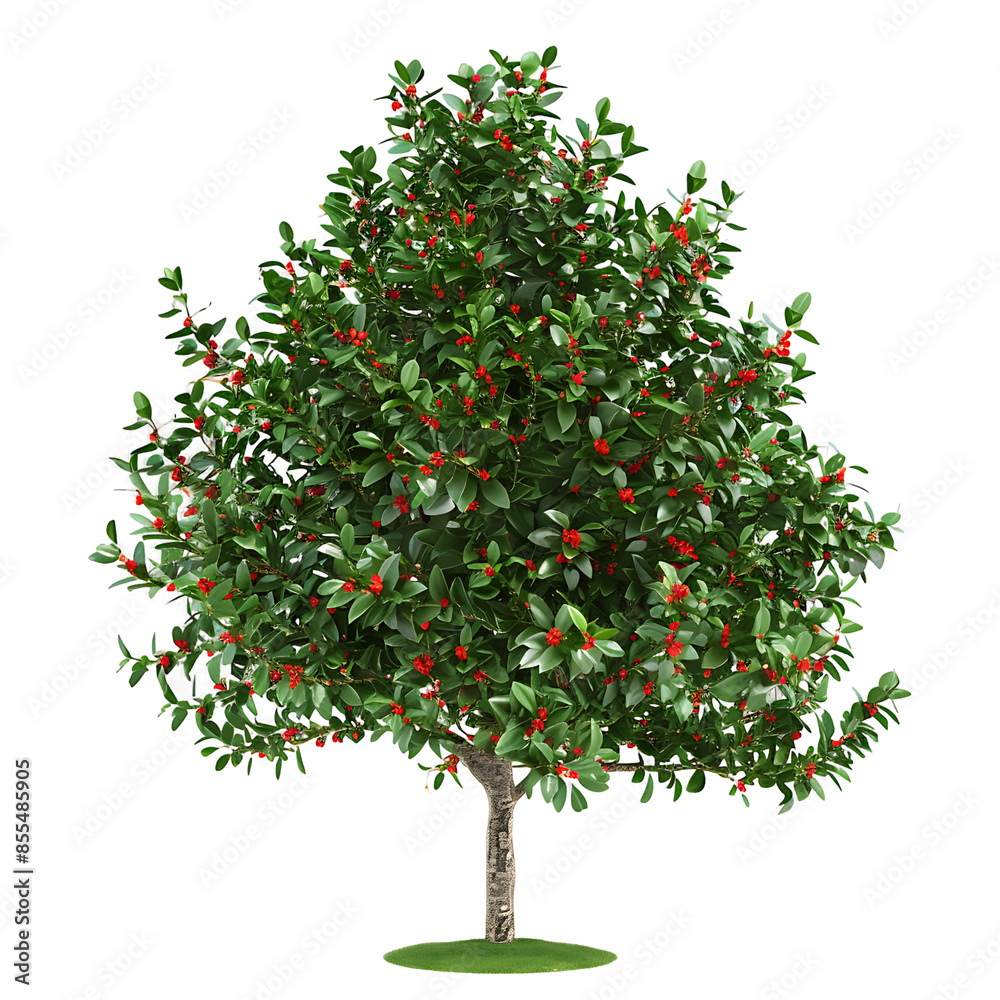 Ilex x Aquipernyi Tree on Clear Background Ilex x Aquipernyi Tree on Clear Background